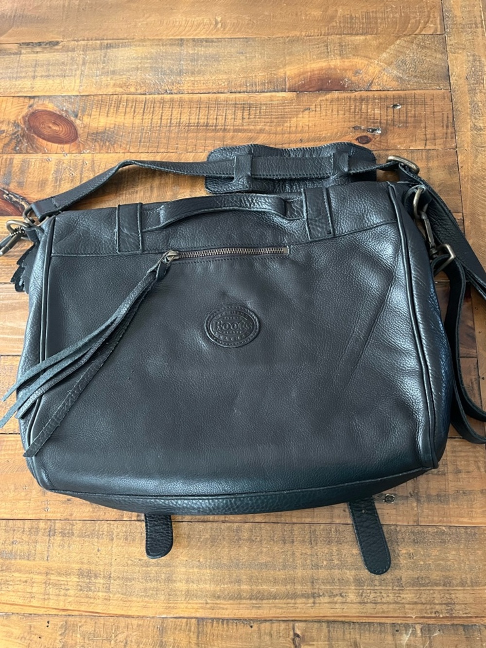 Roots Modern Satchel Cervino Soft Pebbled Leather Black Laptop $448 Briefcase - Picture 4 of 16